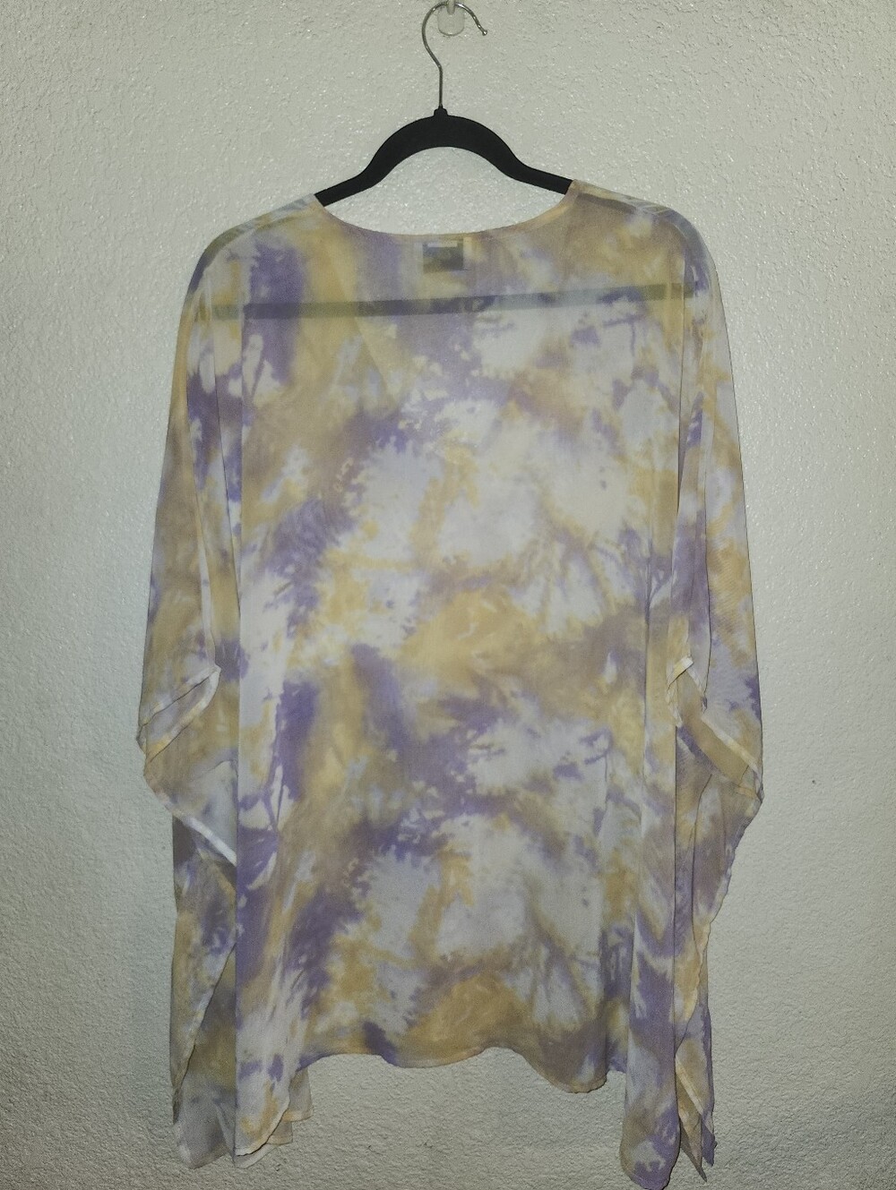 💜GUC Adrienne "Semi Sheer Tie Dye V-Neck Lightweight Top/Kimono/Cover Up" Large - Picture 12 of 12